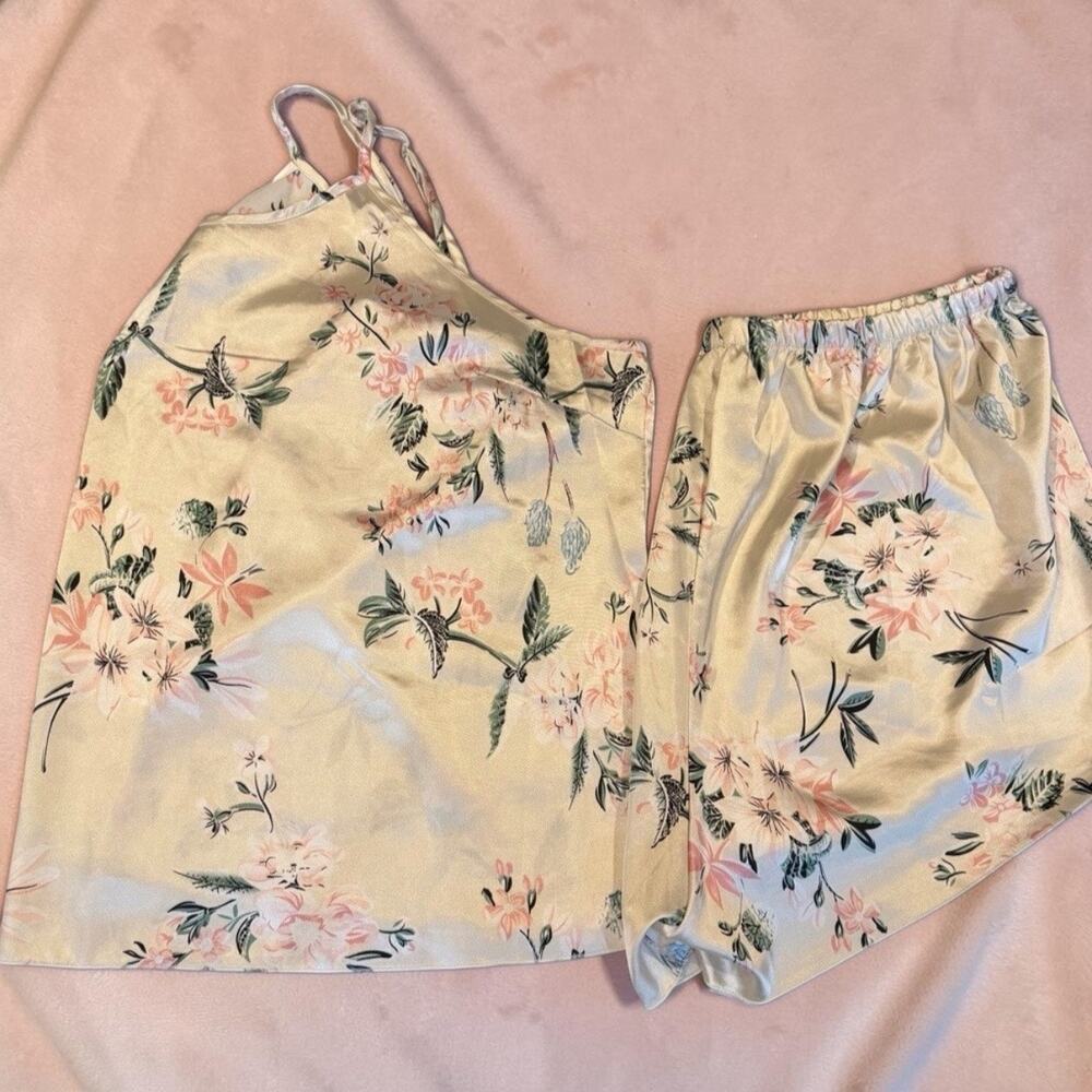 Plus Size Floral Pajama Set Cami Top Shorts Sleepwear Lounge Set 4XL